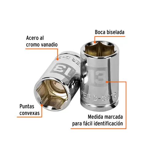 CUBO ESPIGA 3/8" HEX 13mm D-3813-HM TRUPER