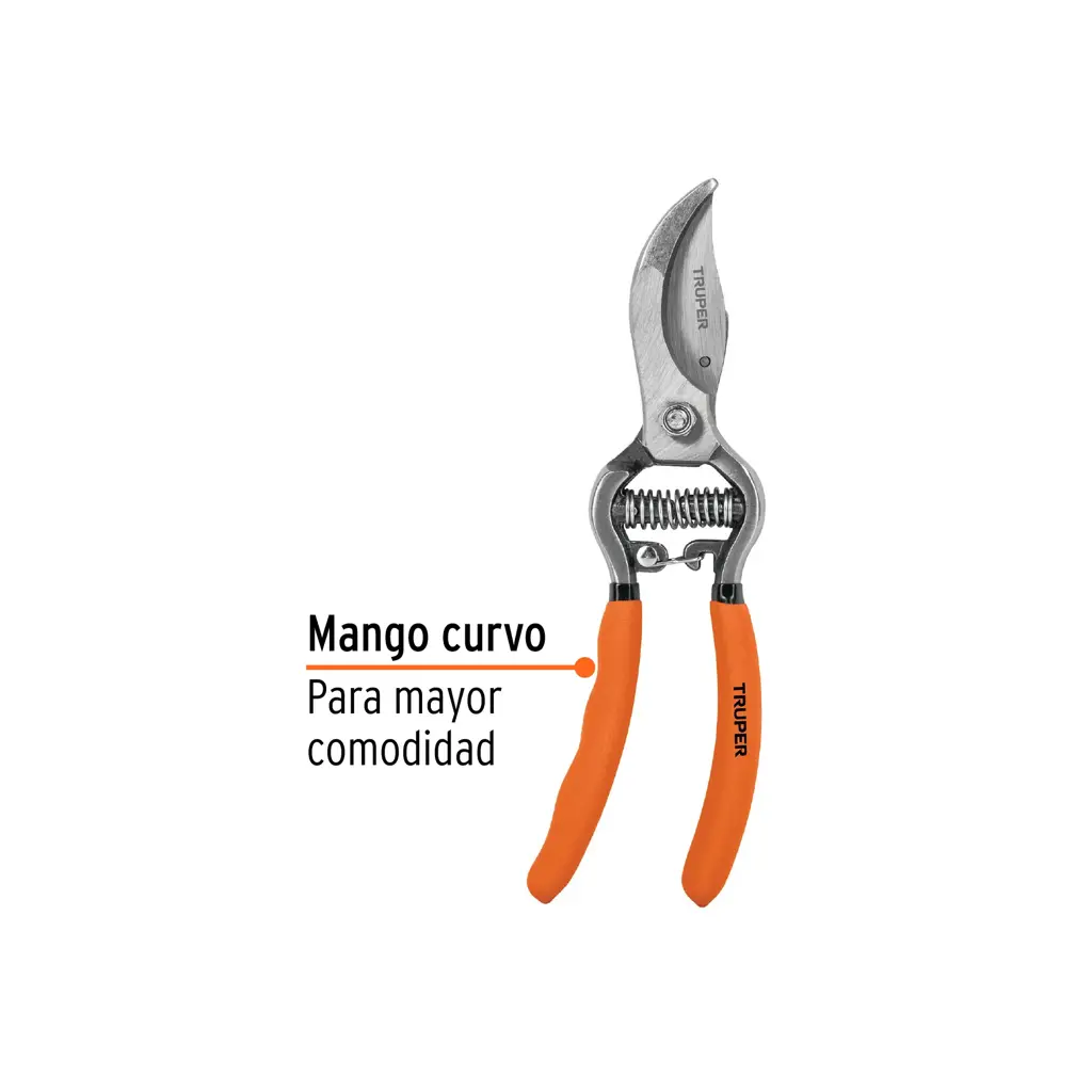 Tijera forjada para podar Truper de 8 y media pulgadas con mango curvo ergonómico 2