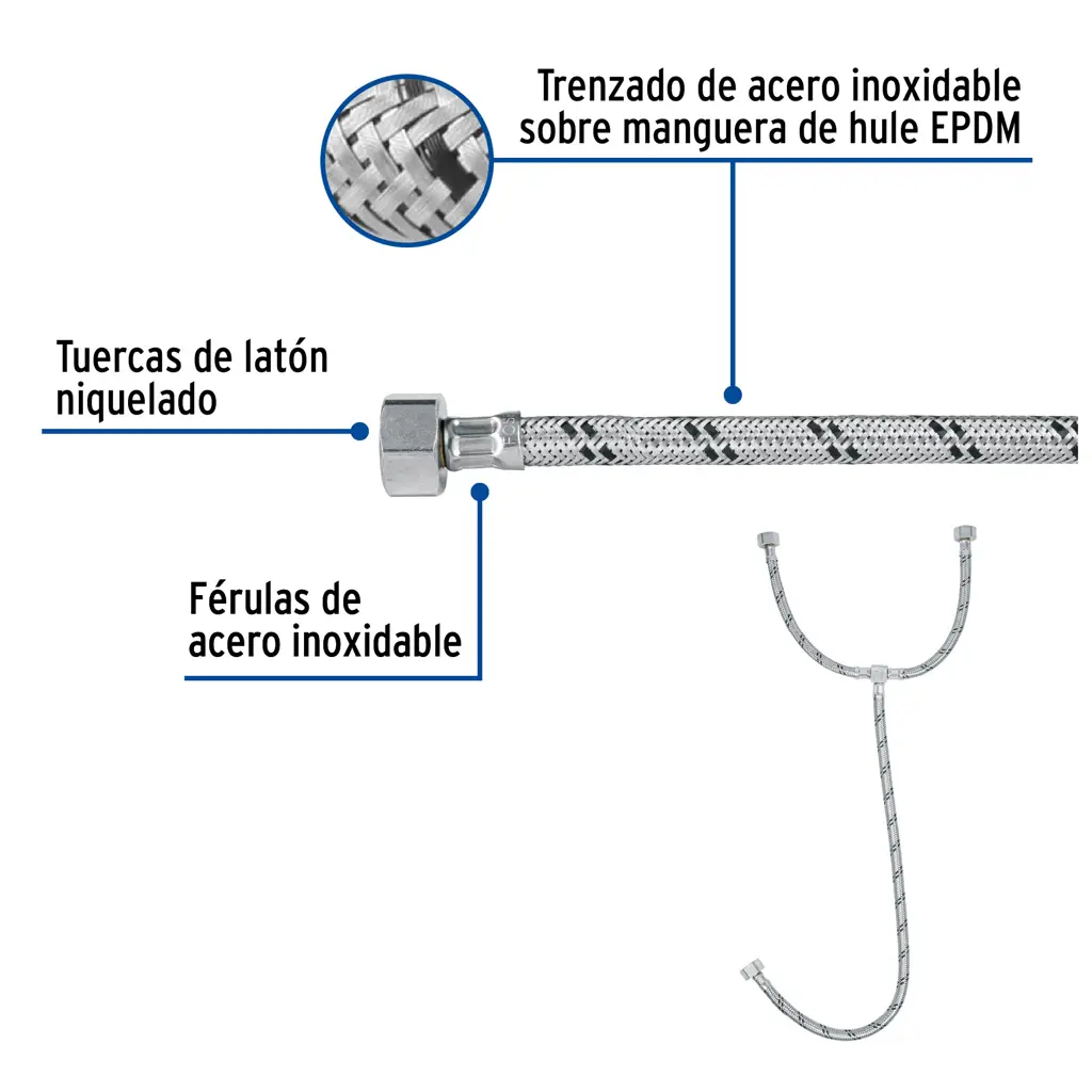 Tubo de abasto en T de media pulgada marca Foset para conexiones de agua residenciales 2