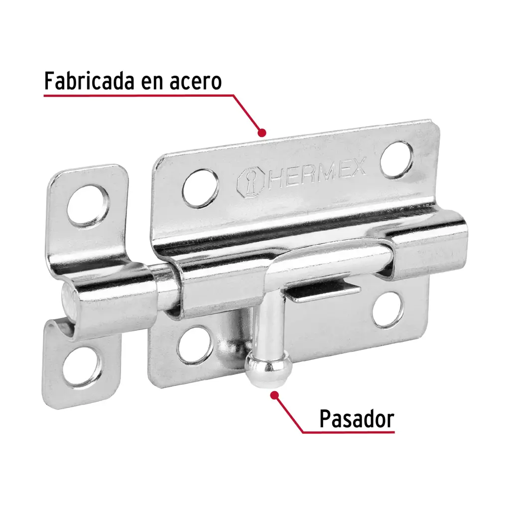 Pasador de barra de acero cromado Hermex de 3 pulgadas con tornillos de instalación 2