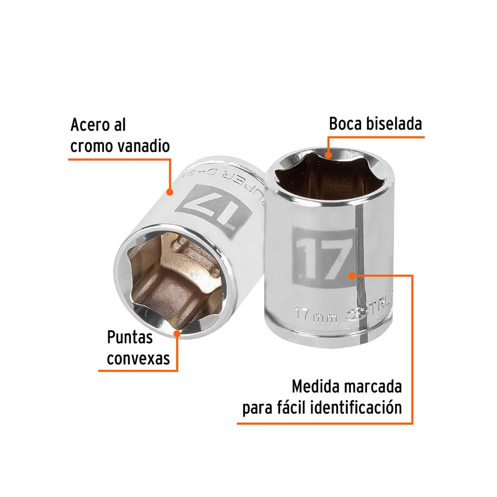 CUBO ESPIGA 3/8" HEX 17mm D3817-HM TRUPER