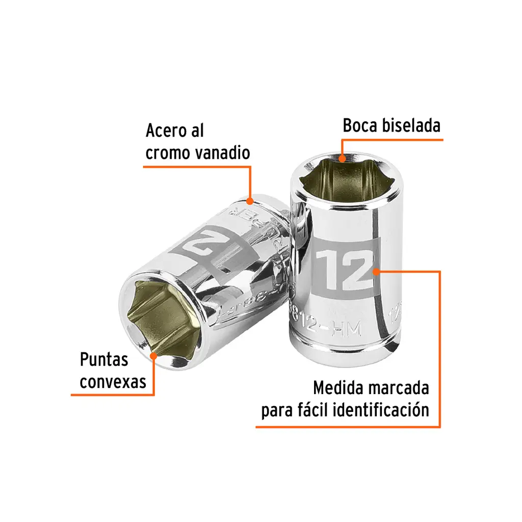 CUBO ESPIGA 3/8" HEX 12mm D-3812-HM TRUPER