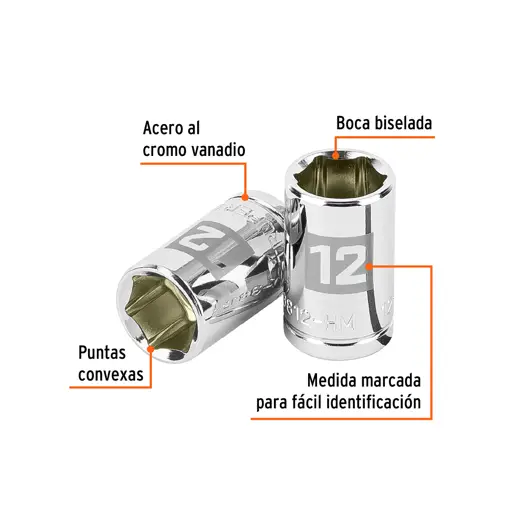 CUBO ESPIGA 3/8" HEX 12mm D-3812-HM TRUPER