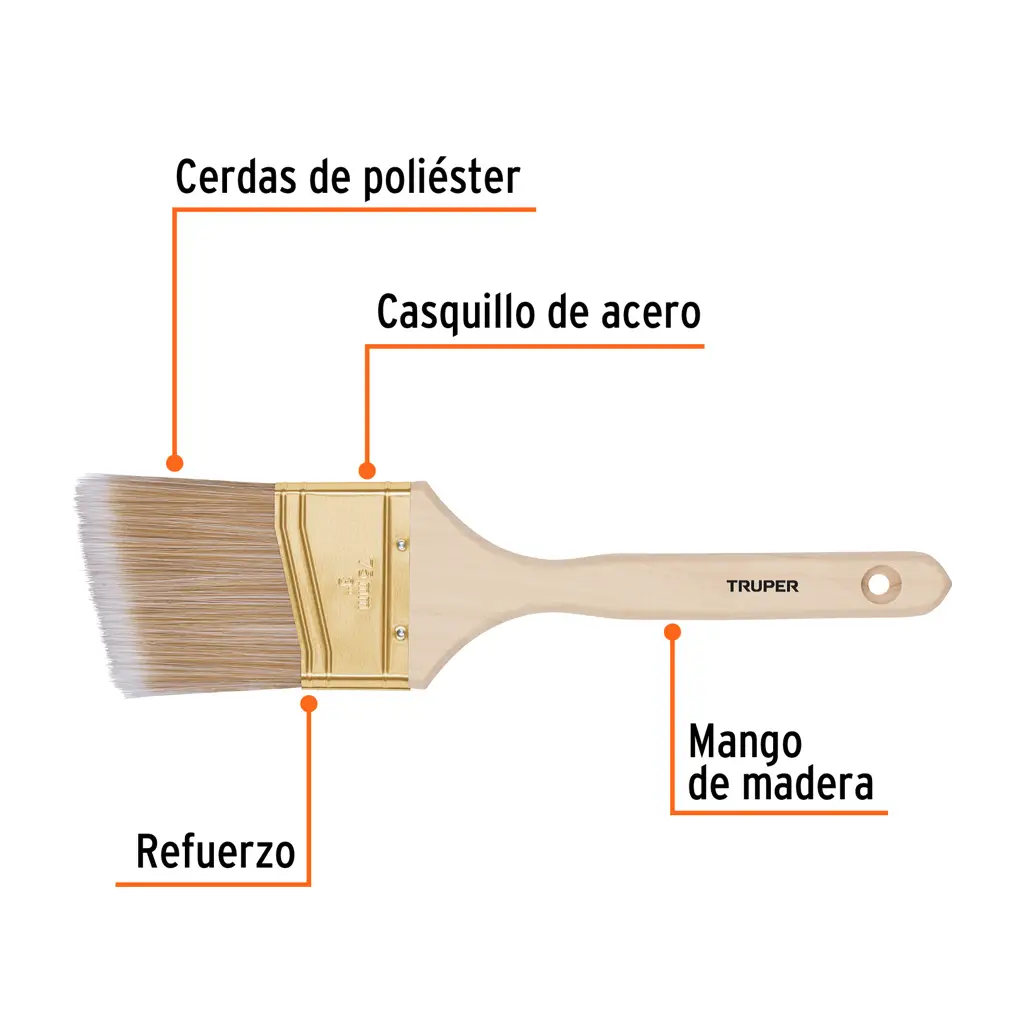 Brocha Truper de 3 pulgadas con corte angular y mango de madera para pintar esquinas 2