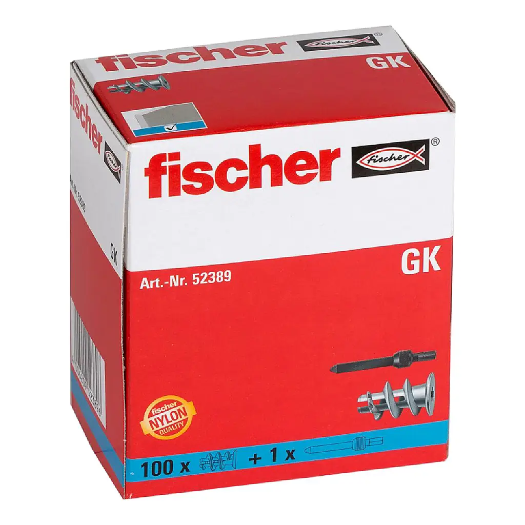 ESPANDER DE NYLON PARA GYPSUM SIN TORNILLO GK 1" CAJA DE 100 UNIDADES FISCHER