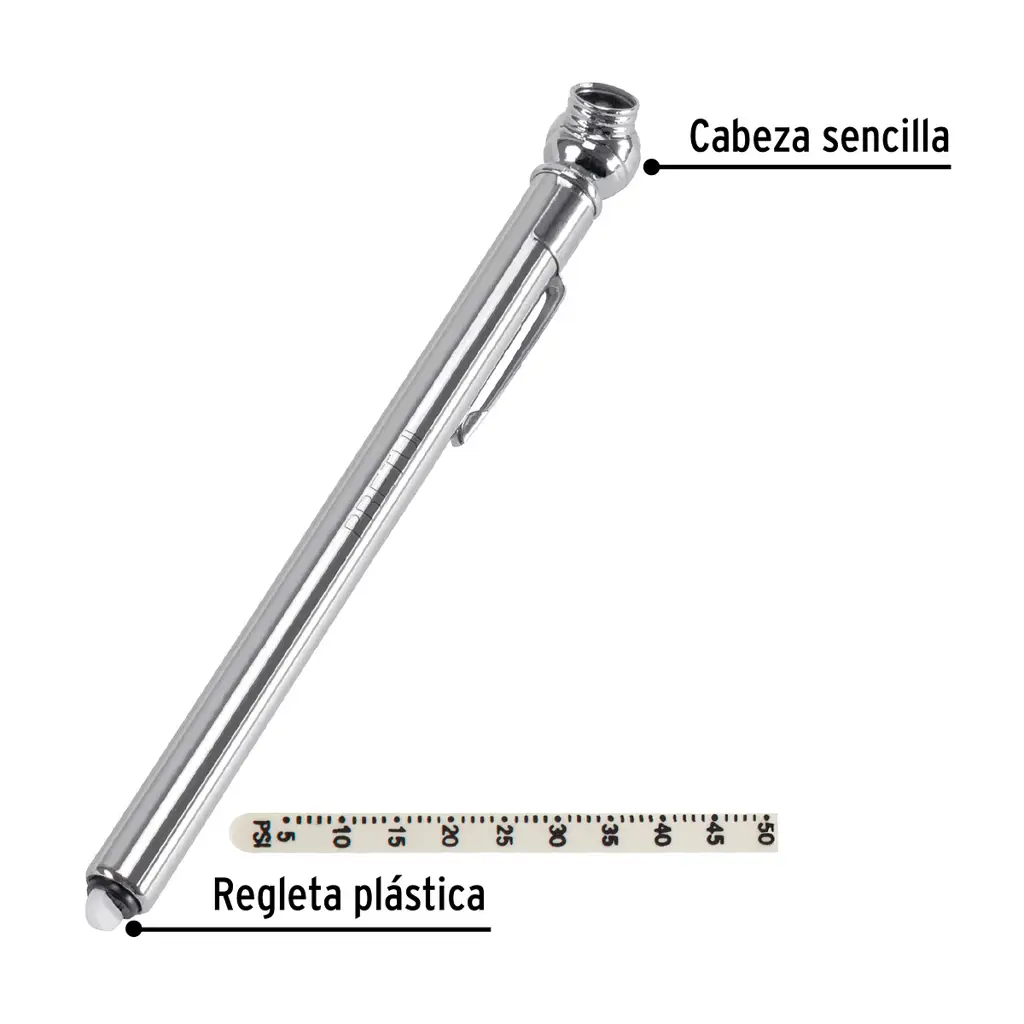 Medidor de presión de llantas tipo lapicero Pretul de 50 PSI con cuerpo de latón 2