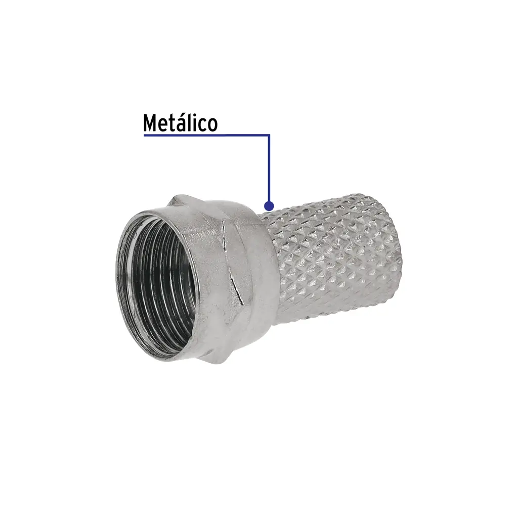 Bolsa con cuatro conectores coaxiales hembra RG-6 de metal niquelado marca Volteck 2