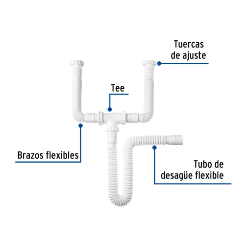 DESAGUE DOBLE FLEXIBLE 1-1/2" FOSET