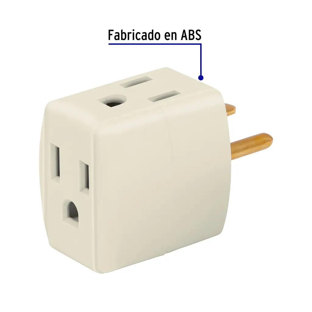 Trifulcador tipo cubo de tres contactos aterrizados marca Volteck 2