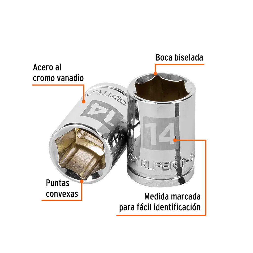 CUBO ESPIGA 3/8" HEX 14mm D-3814-HM TRUPER