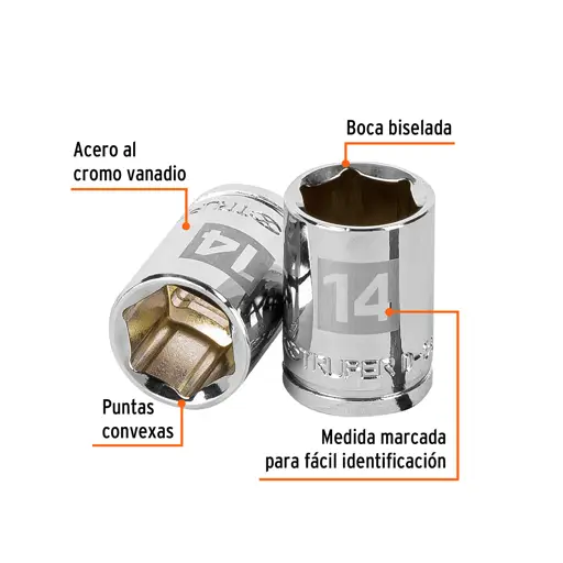 CUBO ESPIGA 3/8" HEX 14mm D-3814-HM TRUPER
