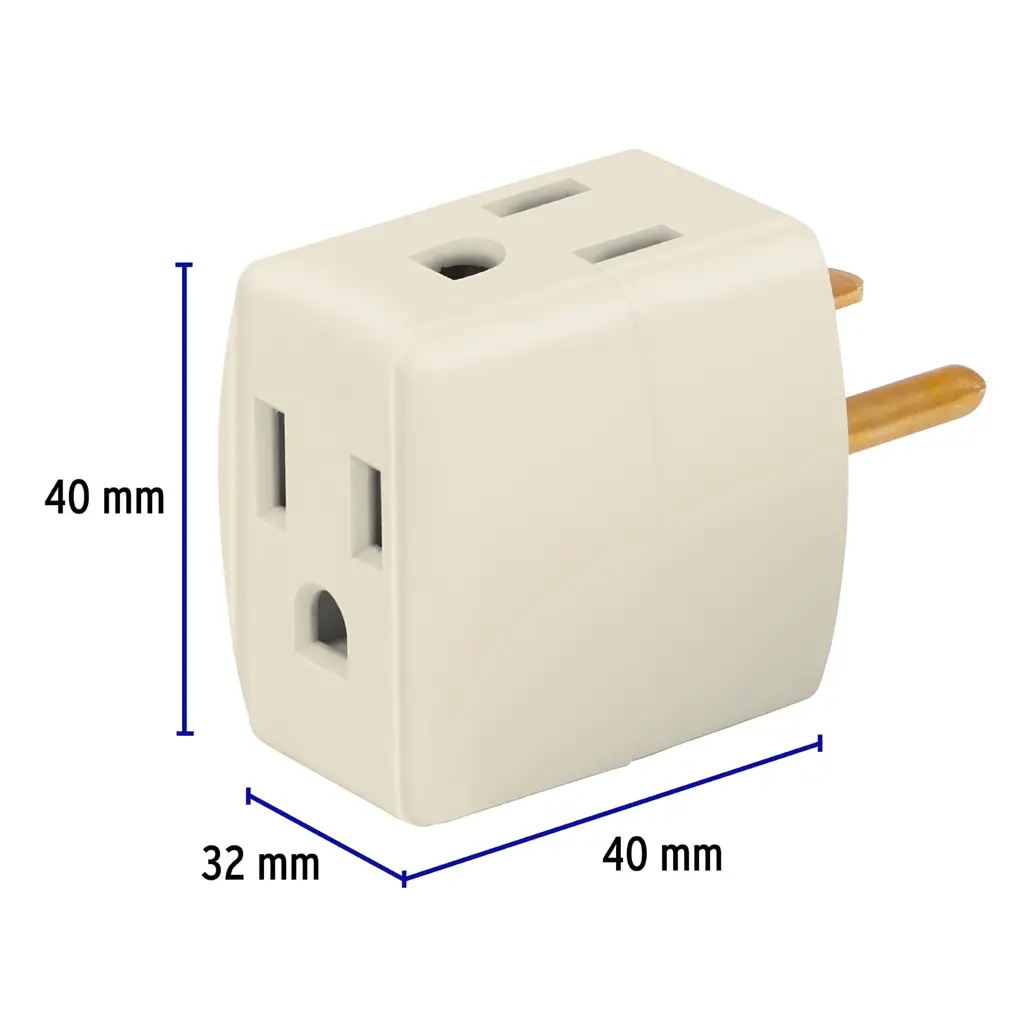 Trifulcador tipo cubo de tres contactos aterrizados marca Volteck 3