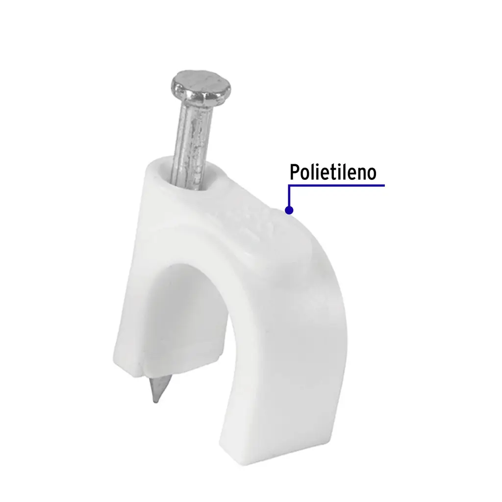Paquete de grapas curvas blancas de 12 mm con clavo marca Volteck 3