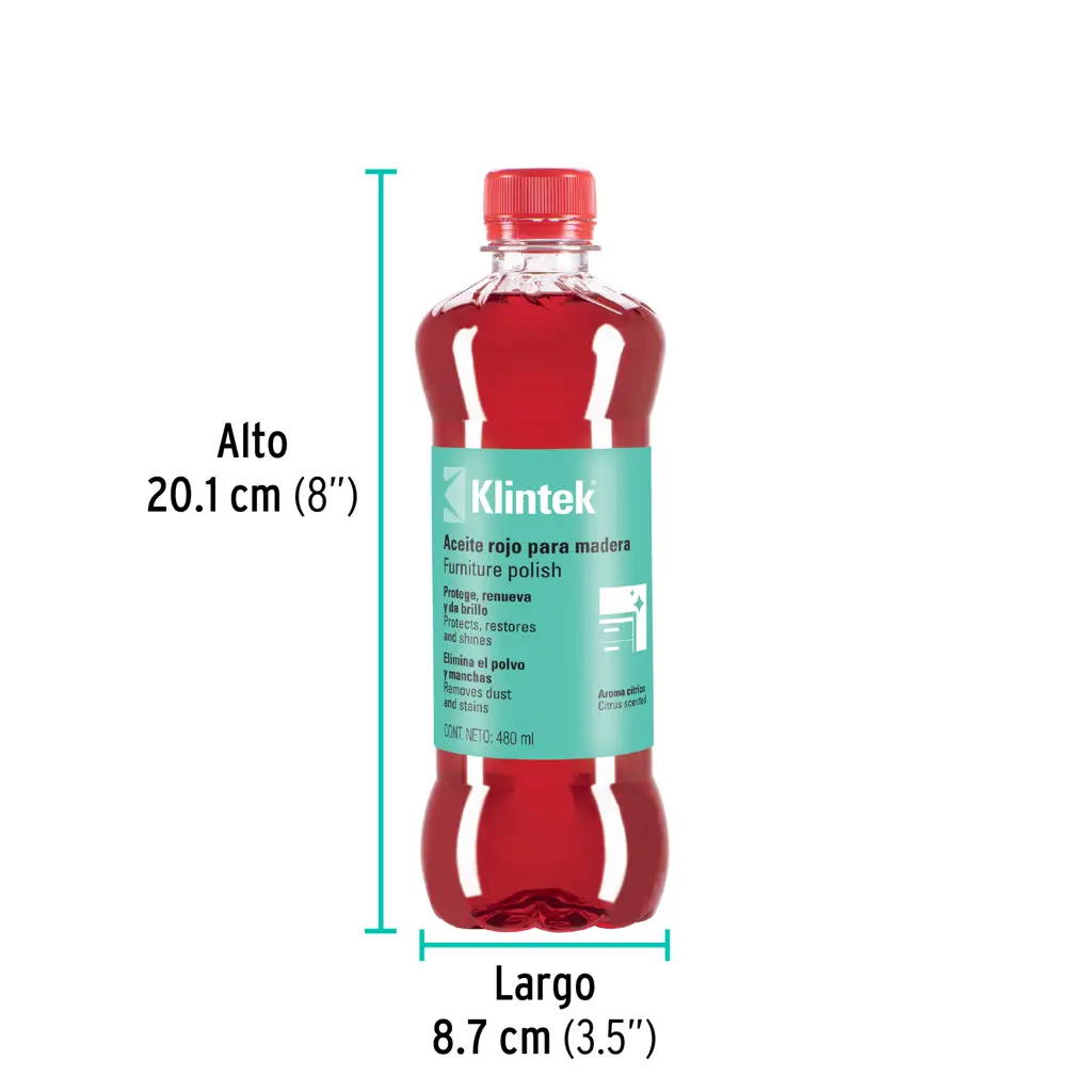 ACEITE ROJO PARA MUEBLES Y MADERA 480ML KLINTEK