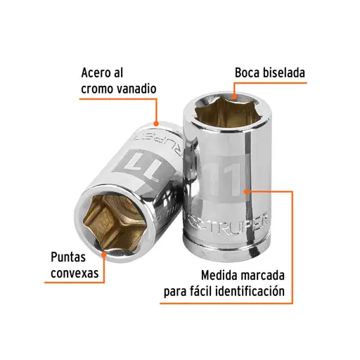 DADO 11MM 6 PUNTAS CUADRO 3/8" TRUPER