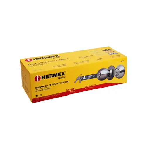JUEGO CERRADURA DE BOLA Y CERROJO CROMADO HERMEX