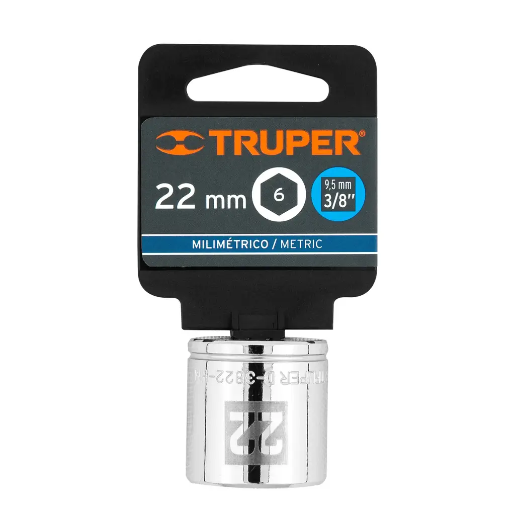 DADO DE 6 PUNTAS, CUADRO 3/8", DE 22MM D-3822-HM