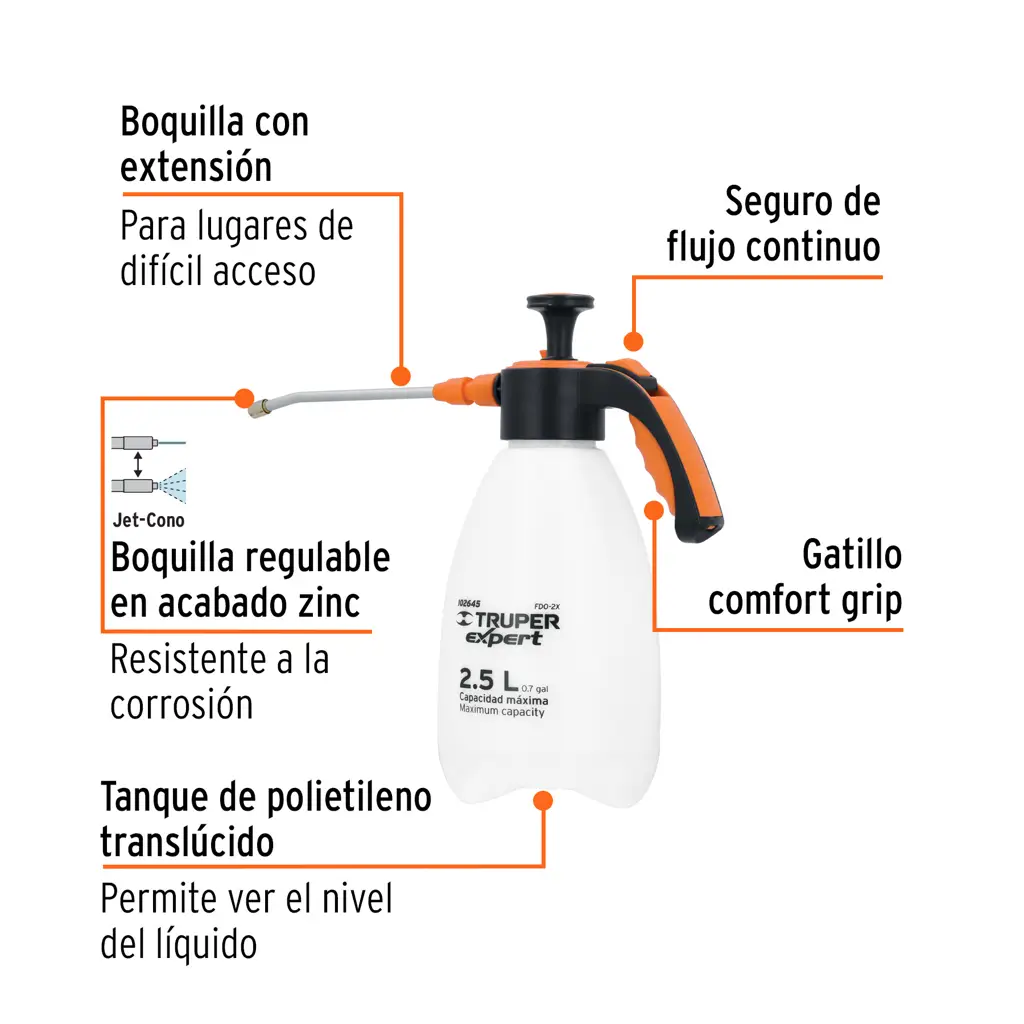 FUMIGADOR DOMÉSTICO 2.5L MANGO ERGONÓMICO TRUPER EXPERT
