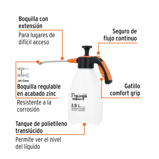 FUMIGADOR DOMÉSTICO 2.5L MANGO ERGONÓMICO TRUPER EXPERT