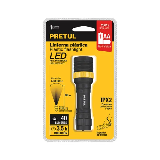 LINTERNA PLAST 1LED 40LM LIPLA-40P PRETUL