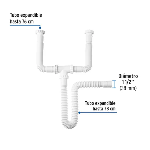 DESAGUE DOBLE FLEXIBLE 1-1/2" FOSET