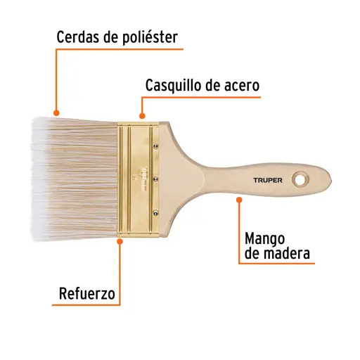 BROCHA 4" MANGO DE MADERA TRUPER