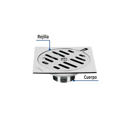 DESAGUE PARA BAÑO ACERO INOXIDABLE 4X4" FOSET