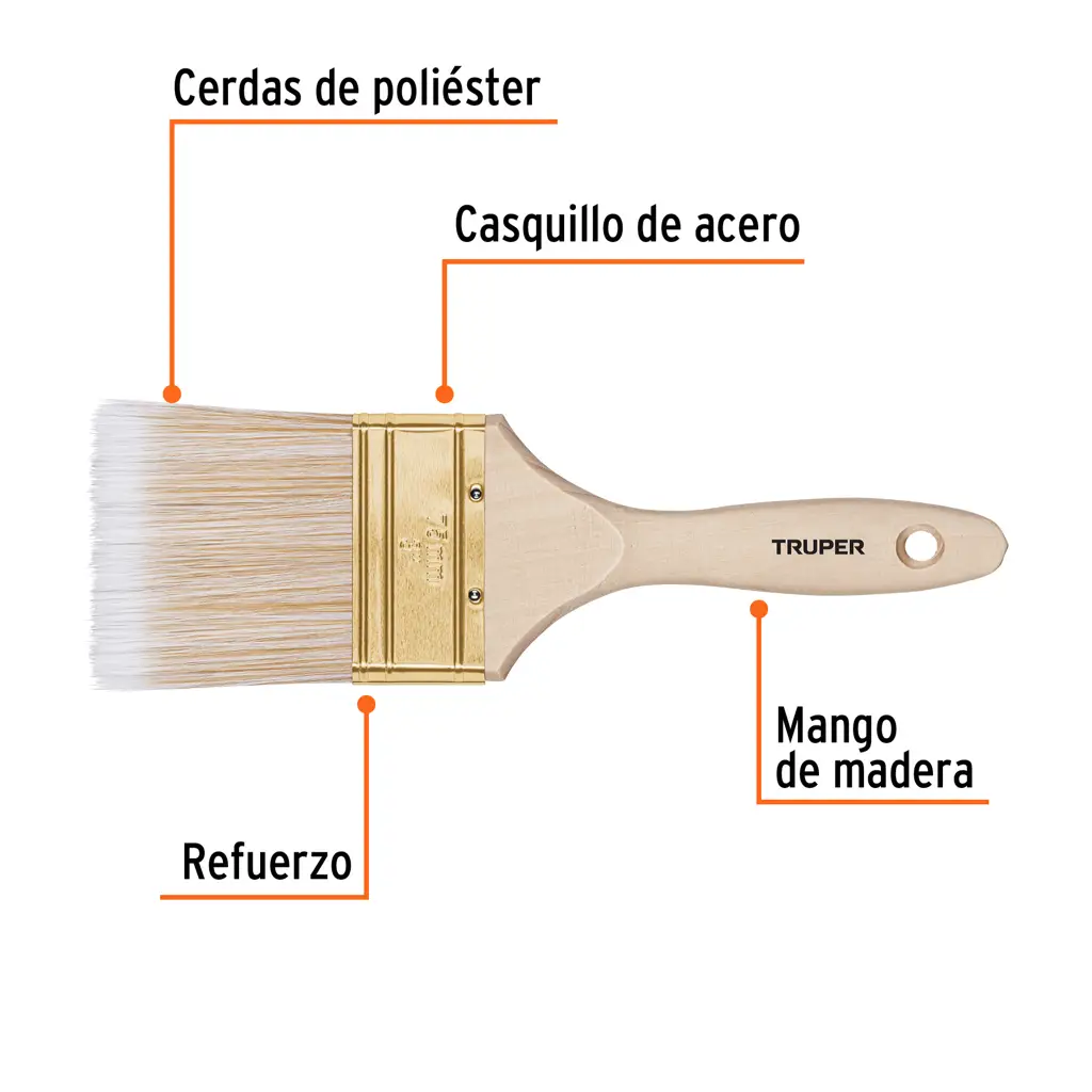 Brocha Truper de 3 pulgadas con mango de madera y cerdas de poliéster para pintura 2