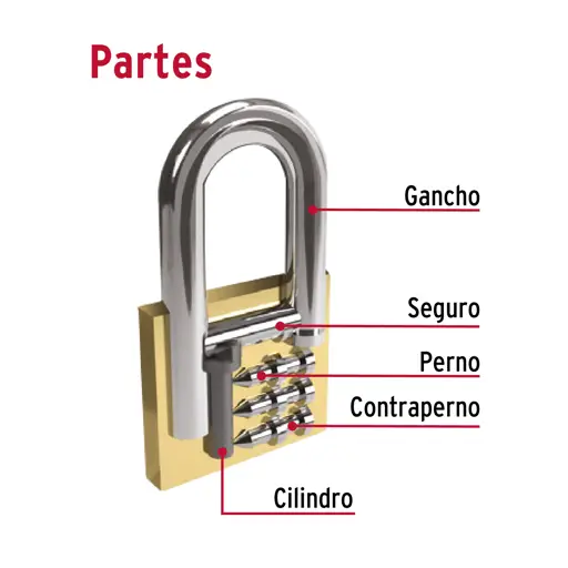 CANDADO DE HIERRO 30MM GANCHO LARGO HERMEX