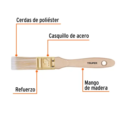 BROCHA 1" MANGO DE MADERA TRUPER