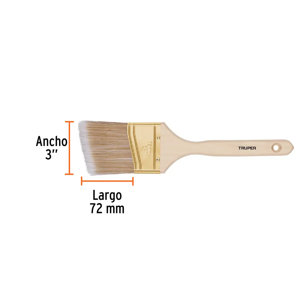 Brocha Truper de 3 pulgadas con corte angular y mango de madera para pintar esquinas 3