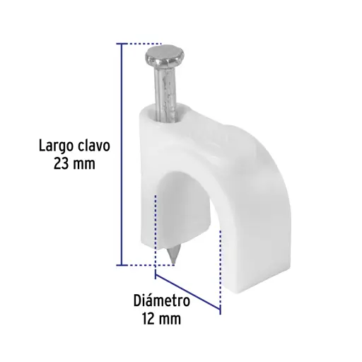 GRAPA CURVA 12 MM 20 PIEZAS BLANCA VOLTECK (PAQ)