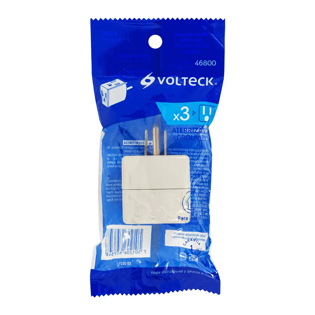 Trifulcador tipo cubo de tres contactos aterrizados marca Volteck 4