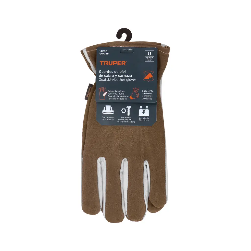 Guante de seguridad Truper con palma de piel de cabra y dorso de carnaza para protección industrial 4