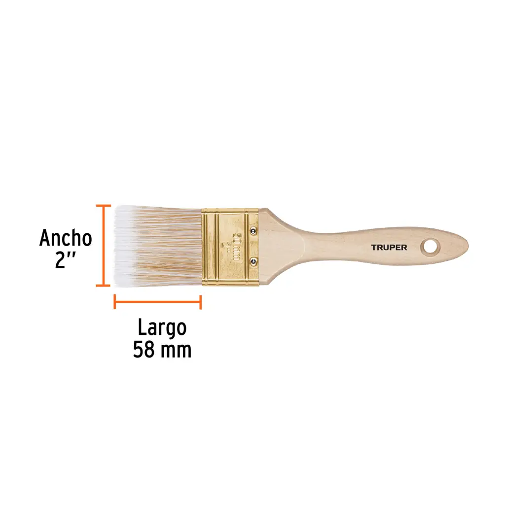 BROCHA CERDAS SINTÉTICAS 2" CORTE RECTO MANGO MADERA TRUPER
