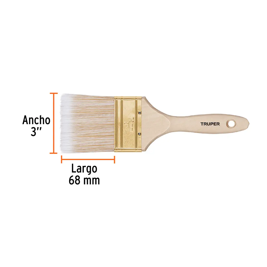 Brocha Truper de 3 pulgadas con mango de madera y cerdas de poliéster para pintura 3