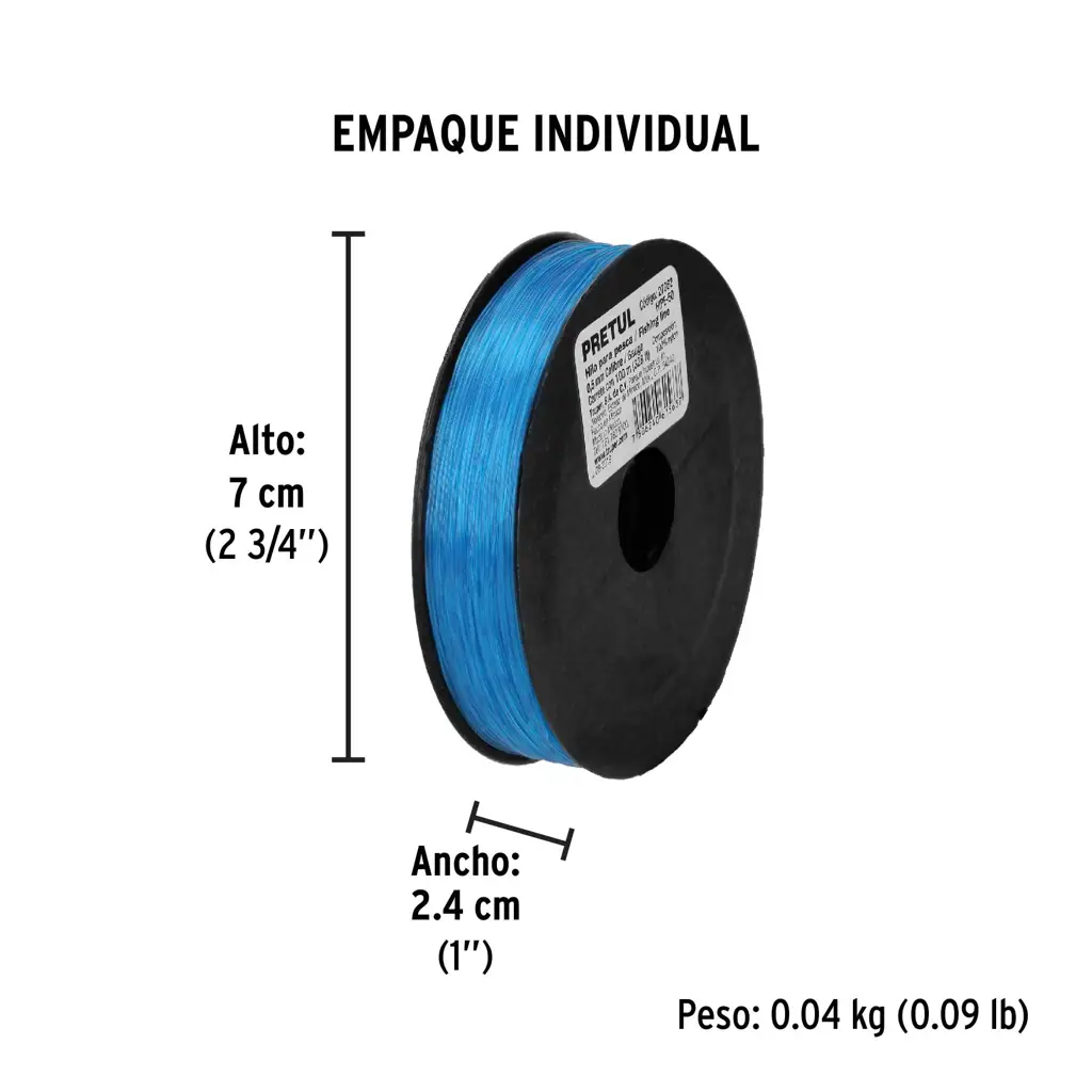 HILO PARA PESCA 100M 0.50MM AZUL PRETUL