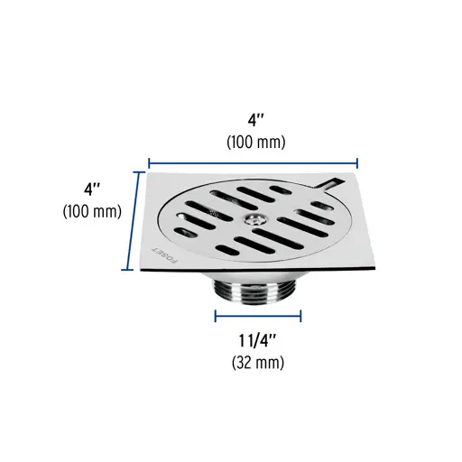 DESAGUE PARA BAÑO ACERO INOXIDABLE 4X4" FOSET