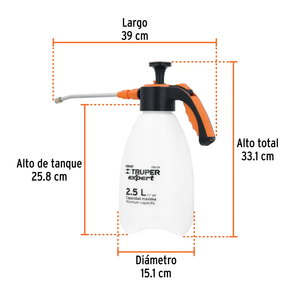 FUMIGADOR DOMÉSTICO 2.5L MANGO ERGONÓMICO TRUPER EXPERT