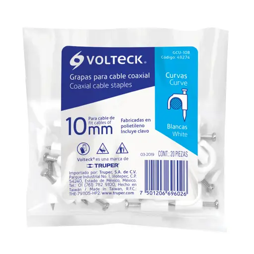 GRAPA CURVA P/CABLE 10MM VOLTECK (PAQ)