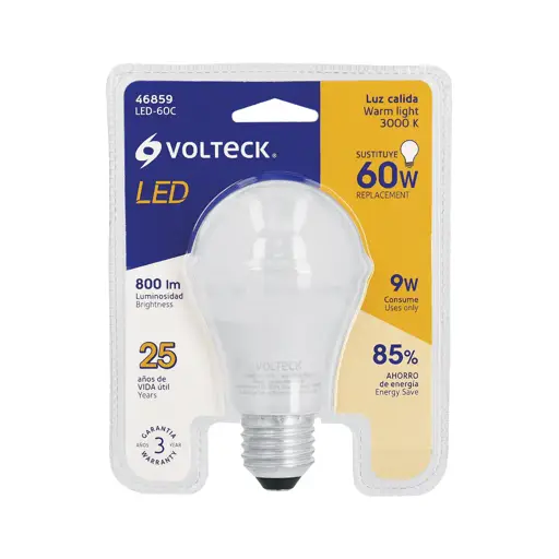 FOCO LED A19 9W 60W 3000K 800LM VOLTECK