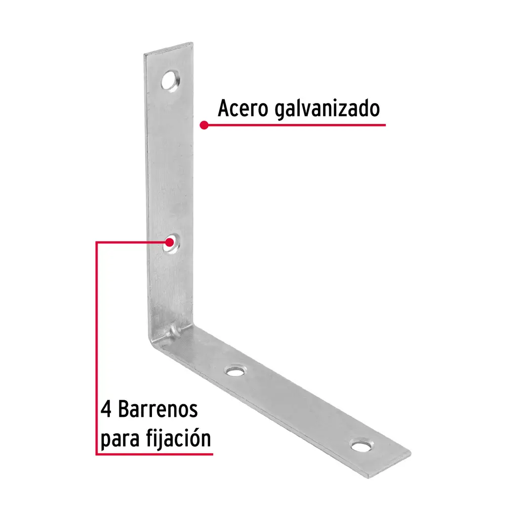 Bolsa de 24 escuadras esquineras de acero galvanizado de 4 por 4 pulgadas marca Fiero 3