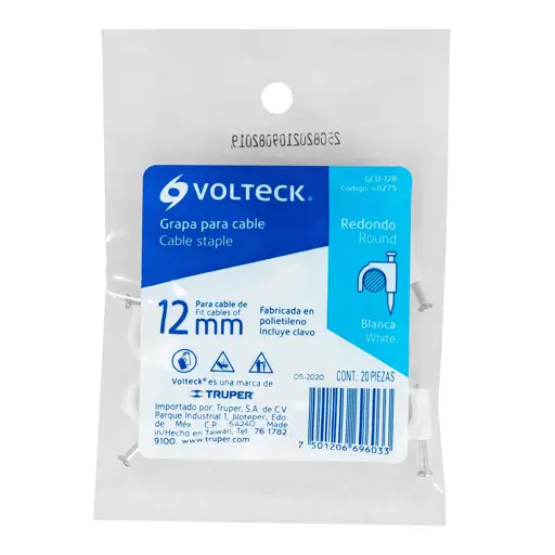 GRAPA CURVA 12 MM 20 PIEZAS BLANCA VOLTECK (PAQ)
