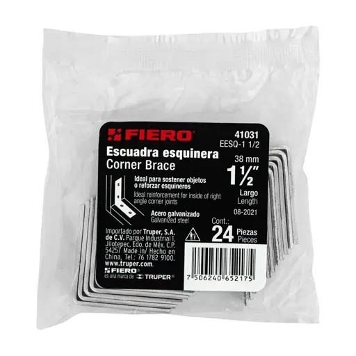 ESCUADRAS ESQUINERAS 1-1/2" X 1-1/2" FIERO (24 UNIDADES)