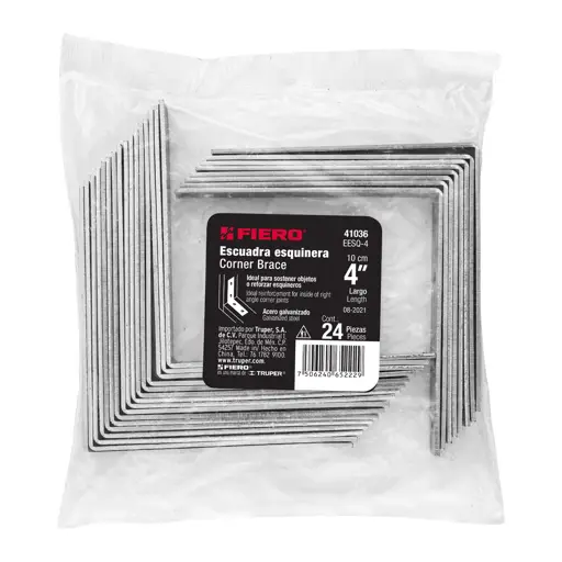 ESCUADRAS ESQUINERAS 4" X 4" BOLSA 24 PIEZAS FIERO