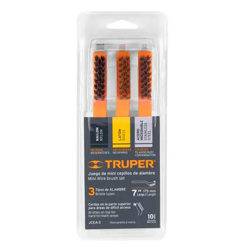 JUEGO CEPILLOS MINI ACERO TRUPER (PAQUETE DE 3)