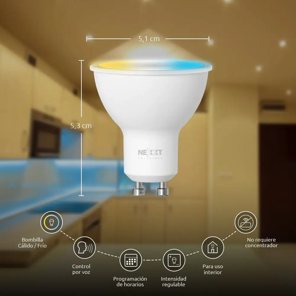 BOMBILLO INTELIGENTE DOWNLIGHT LED WIFI NEXXT SOLUTIONS — vista 7