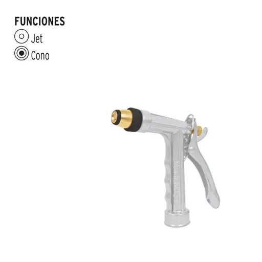 PISTOLA PARA MANGUERA METALICA BOQUILLA REGULABLE DE 2 FUNCIONES TRUPER