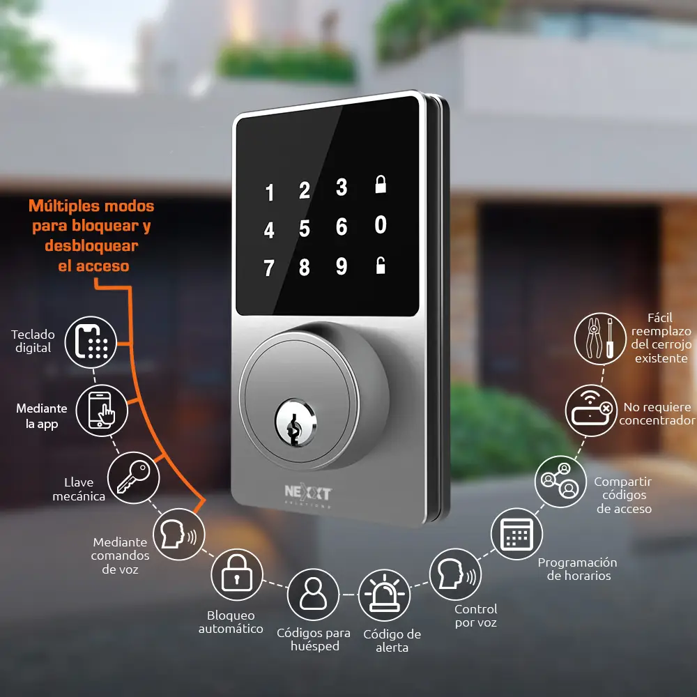 CERRADURA INTELIGENTE CROMADA CON WIFI NEXXT SOLUTIONS — vista 6
