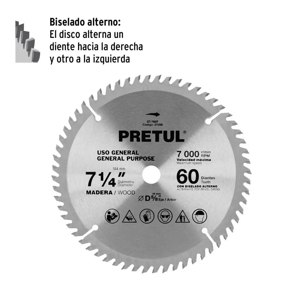 DISCO SIERRA MADERA 60 DIENTES PRETUL — vista 3